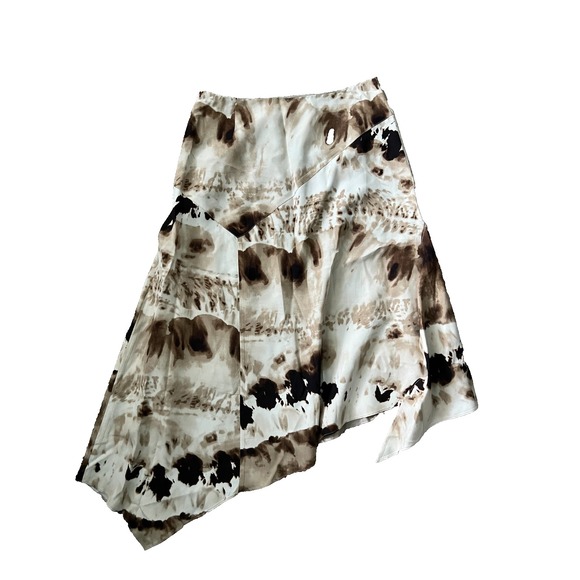 Lafayette 148 New York Womens Size 4 Asymmetric Skirt Silk Side Zip Brown Beige - Picture 2 of 4